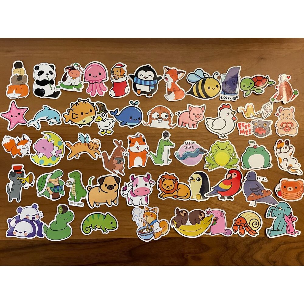 Kawaii Cute Farm and Zoo Animals Stickers 50 PCS (SKU: 55ST)